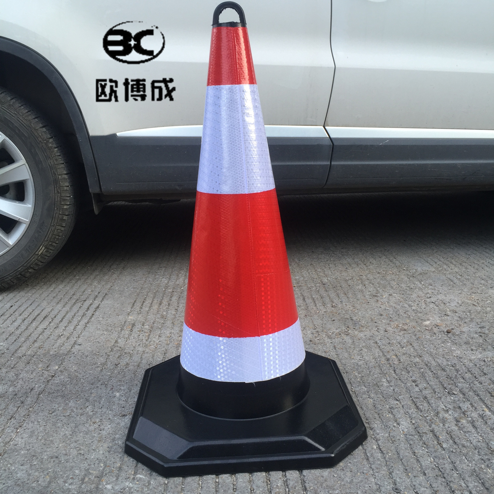 提环路锥 顶部提环方座圆锥 75cm加重路障 橡胶路锥 雪糕筒