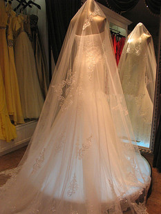 新娘结婚头纱奢华蕾丝花边超长款拖尾 新款韩式多层婚纱头纱配件