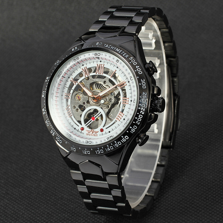 胜利者/t-winner商务跨境机械手表 简约镂空机械钢带运动手表125