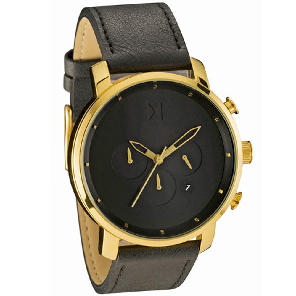 mvmt男士手表三眼六针手表复古磨砂真皮手表防水石英手表欧美手表