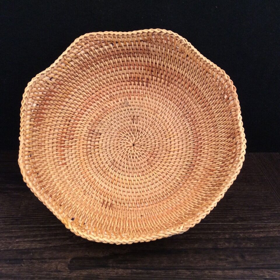 批发越南 精品秋藤编织水果篮 糖果盘茶几收纳篮 纯手工