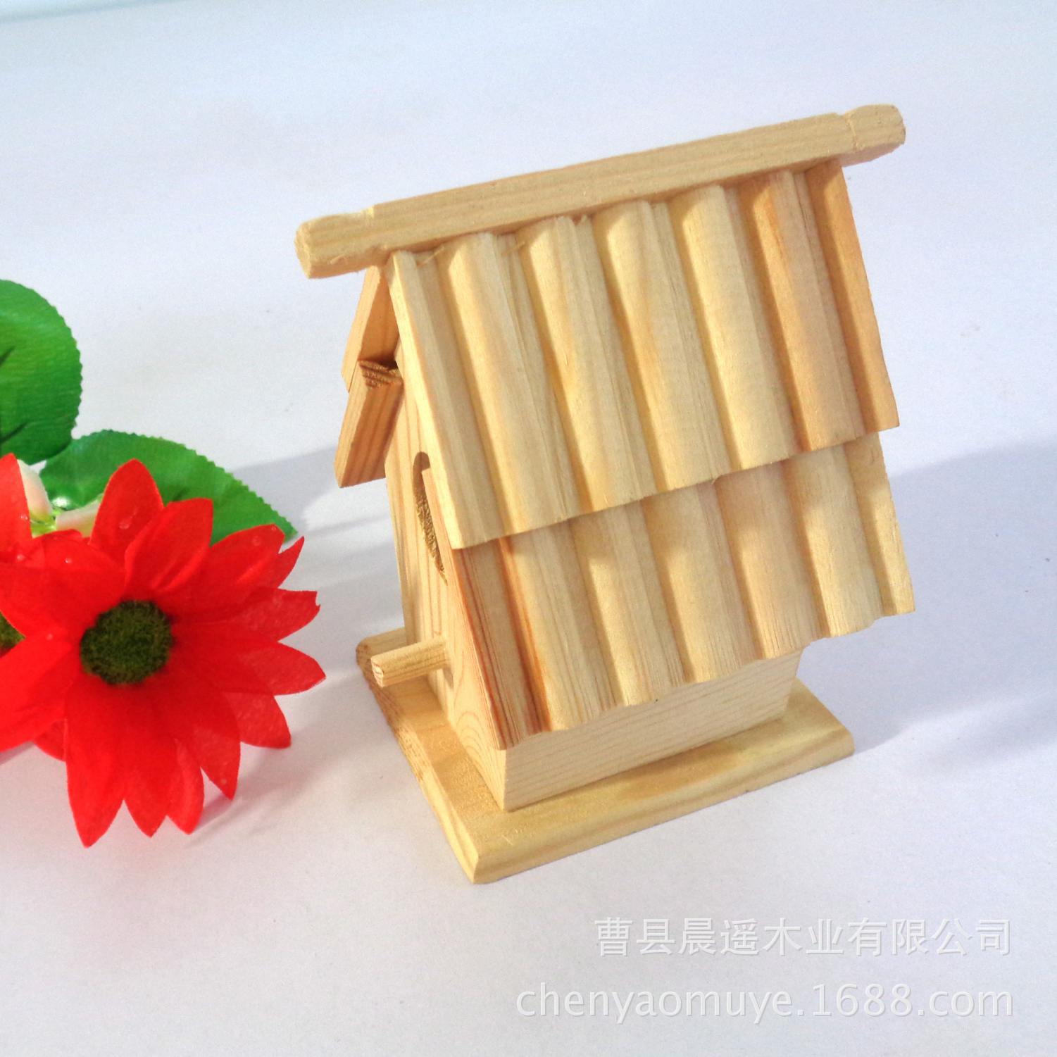 创意松木小房子 鸟窝挂件 天然环保木制品 木质工艺品批发定做