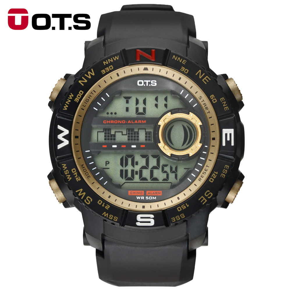 ots品牌男装运动手表潜水50m数字led军表时尚休闲电子手表