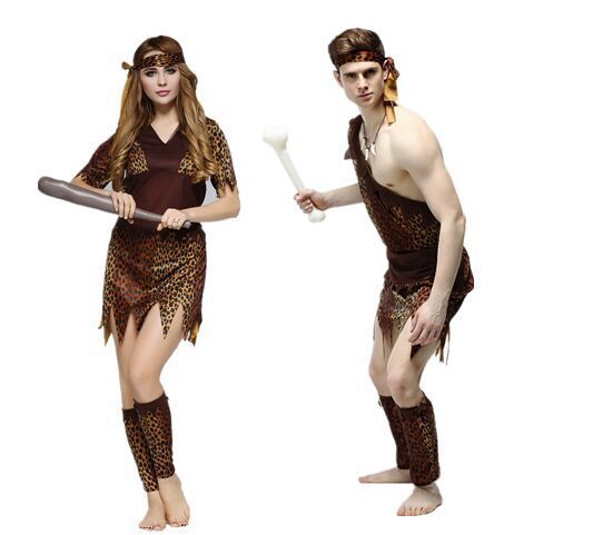 cos万圣节演出衣服成人男女土著人原始人印第安豹纹野人情侣服装