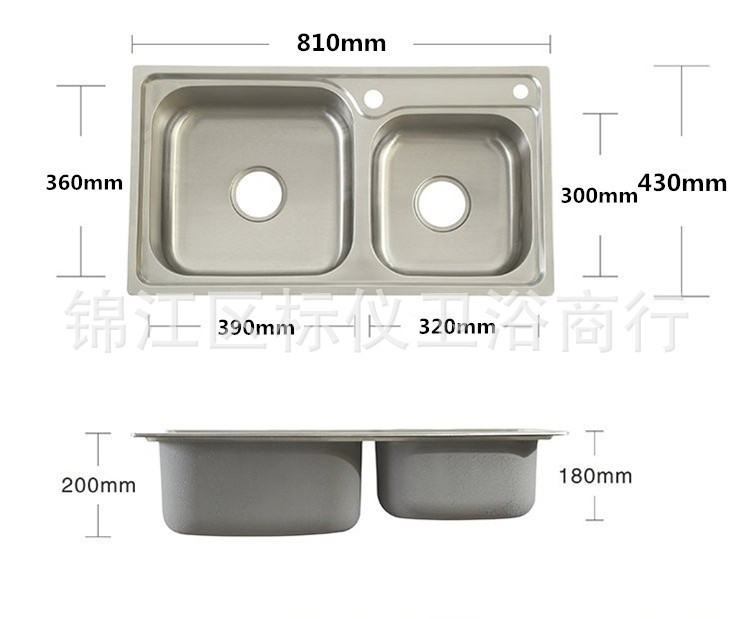标仪水槽双槽套餐加厚304不锈钢厨房洗菜盆洗碗盆水池