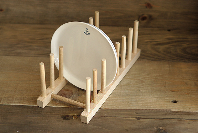 zakka杂货厨房餐具陈列沥水碗架 木工艺品加工 碗碟架