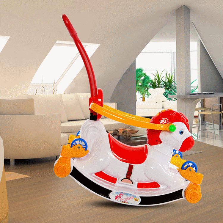 宝宝婴儿摇摇马大号加厚带音乐灯光儿童玩具小木马车一件代发
