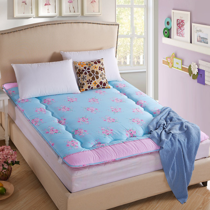 单双人可折叠加厚印花软榻榻米床垫斜纹磨毛学生用床褥 磨毛垫被