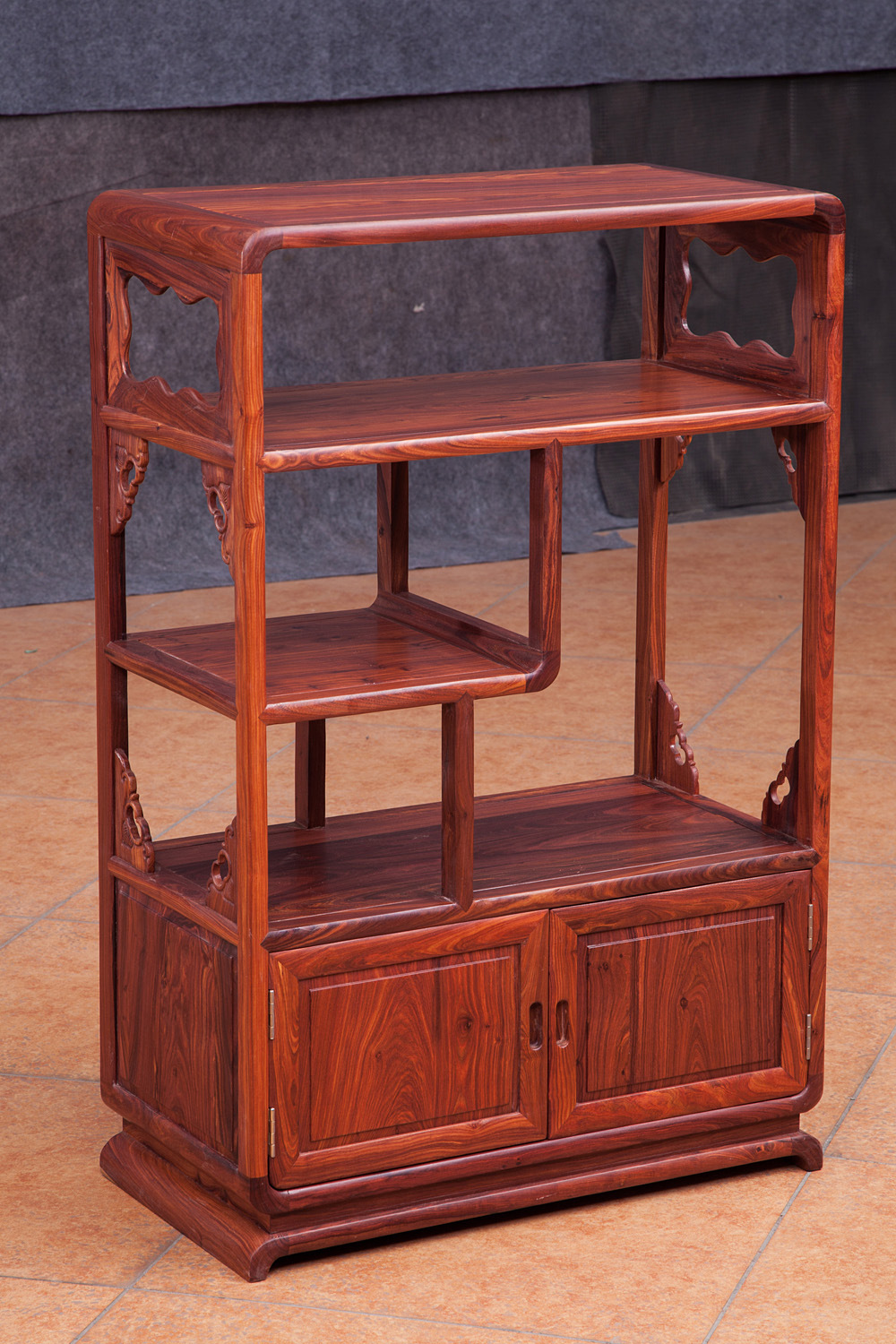 红木明清家具 小叶红檀木明式茶水柜 实木三层茶水柜 储物柜
