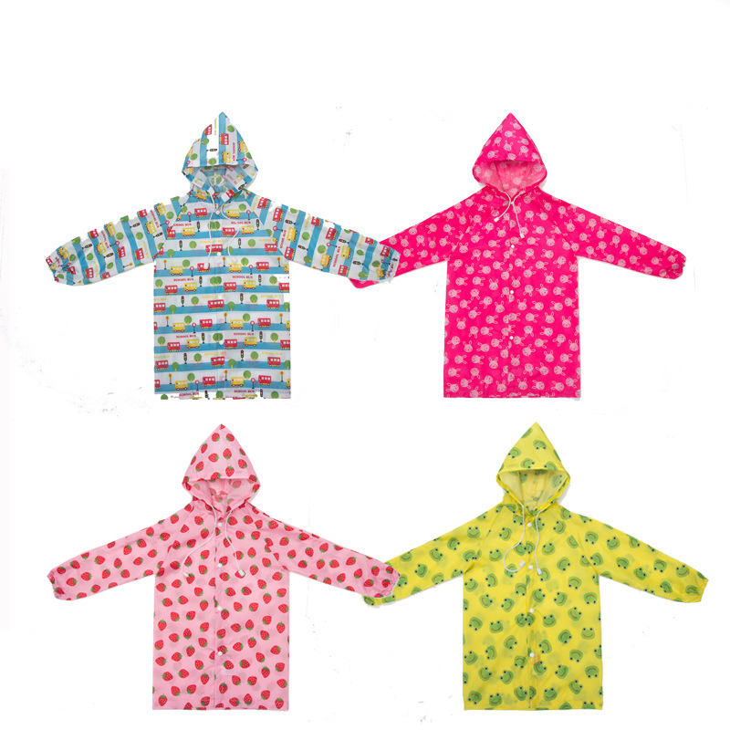 Happyfun Thin Cartoon Printed Young Children Student Raincoat Poncho Rain Gear