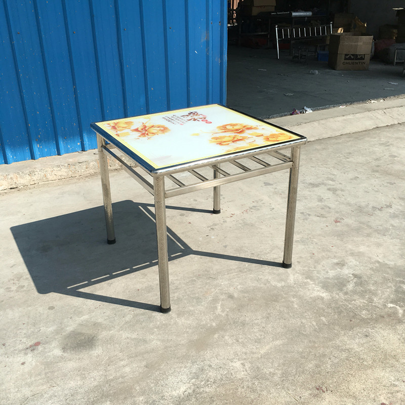 不锈钢桌子 不锈钢餐桌 四方桌可拆装