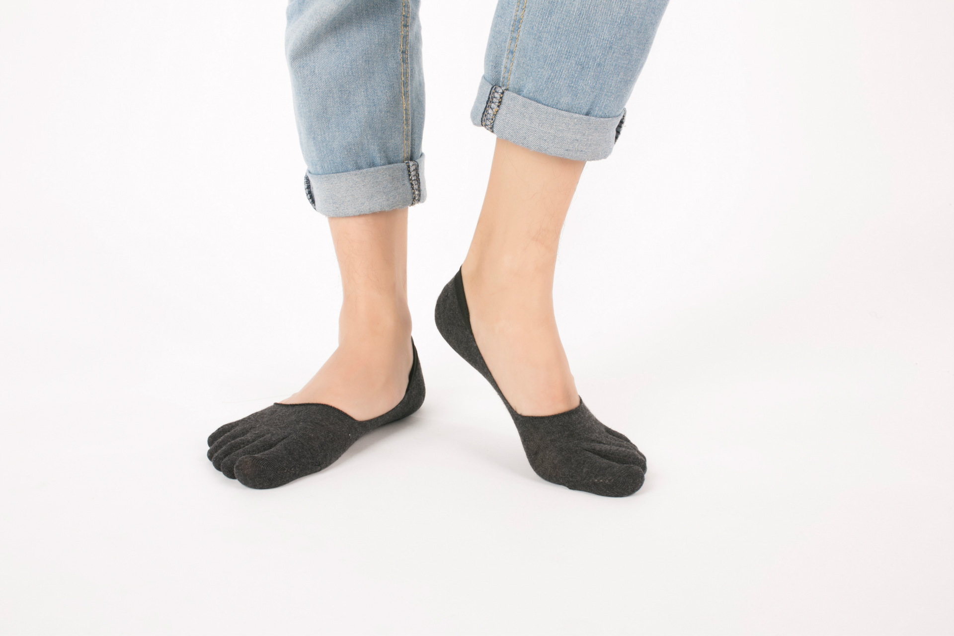 春夏新款时尚男士浅口隐形袜男士船袜防滑五趾袜男袜子厂家批发