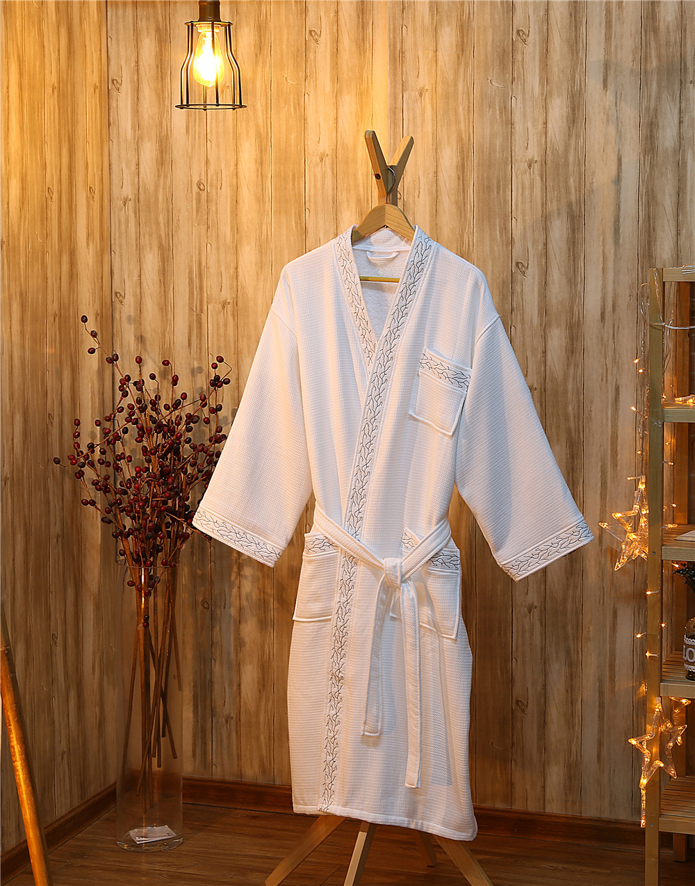五星级酒店纯棉浴衣 男女毛巾料成人全棉睡袍秋冬季华夫格浴袍
