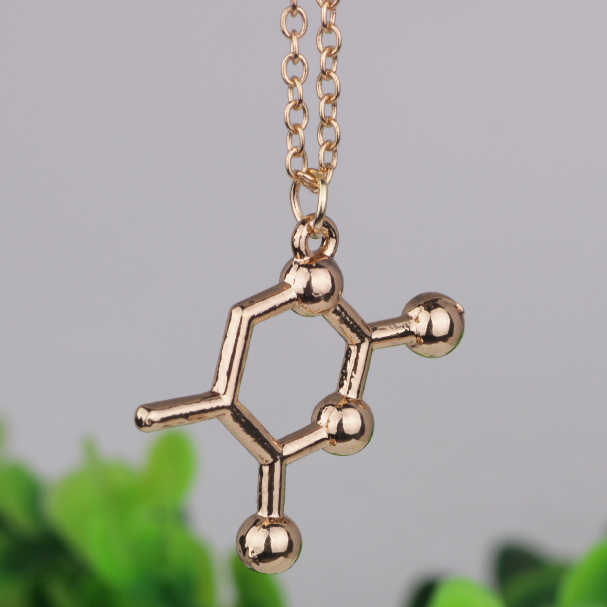 新款外贸热卖 t分子双面立体 化学分子式项链 理科生项链