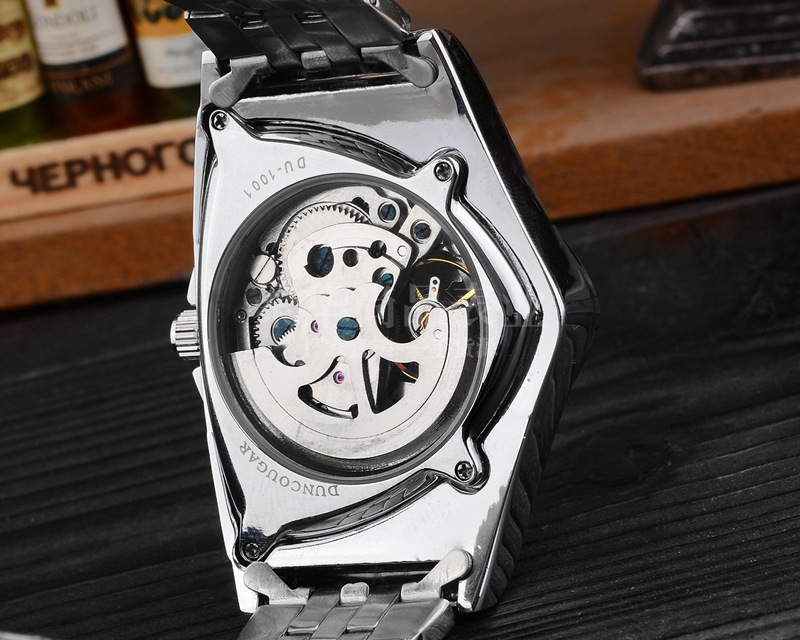 2019新款镂空个性三角形机械手表黑色批发防水机械表