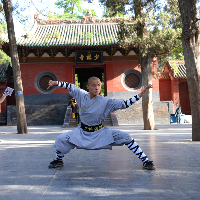 少林武僧服批发 少林武术练功服装 纯棉佛教服装 演出服批发