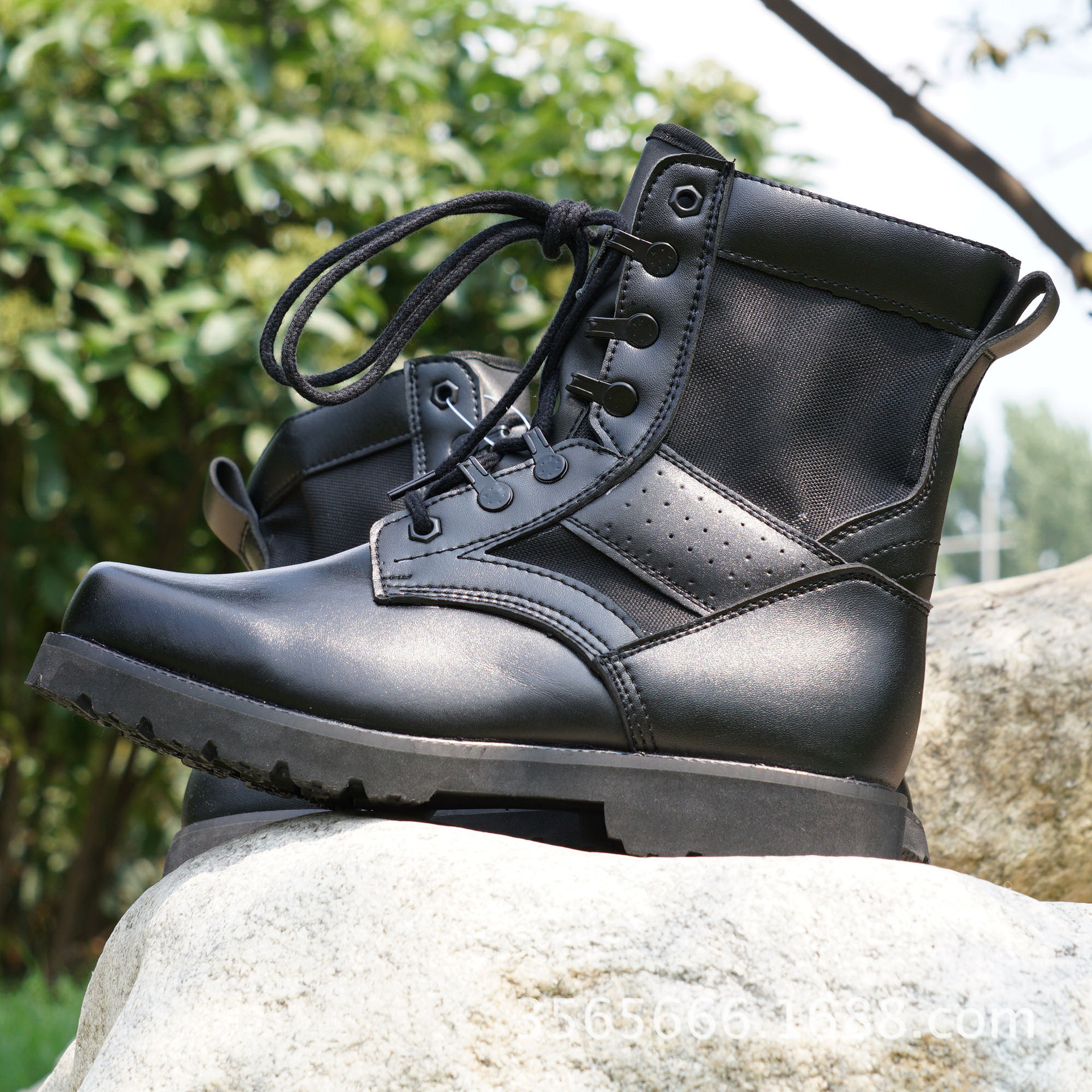 夏季新款超轻07作战靴透气军靴户外特种兵配发高帮牛皮网孔登.