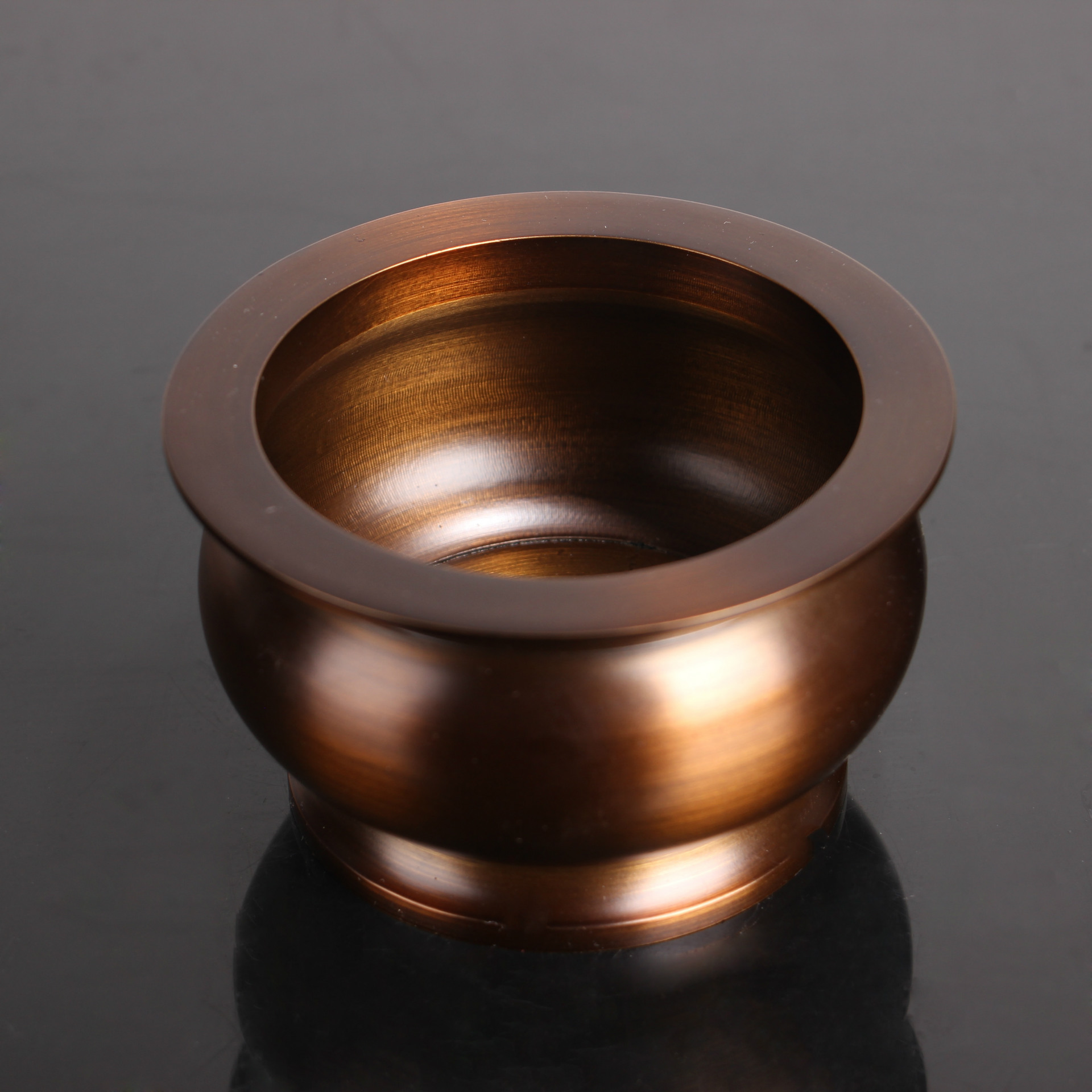 圆通佛具佛堂用具全铜光身檀香炉古色净炉家用盘香炉薰香炉