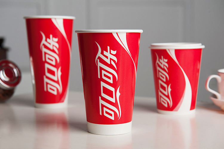 鹏程一次性纸杯冷热通用碳酸饮料杯可口可乐杯批发定制可乐纸杯