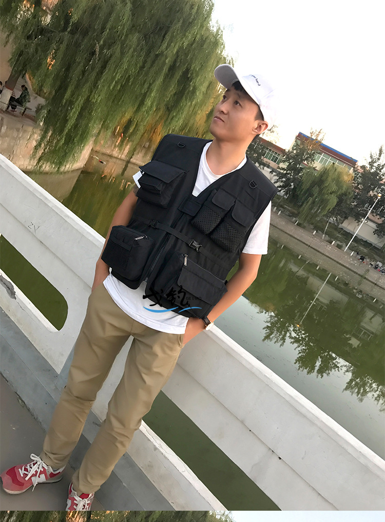 跨境产品户外春秋摄影马甲 男 休闲多口袋钓鱼马甲 导演婚庆马甲