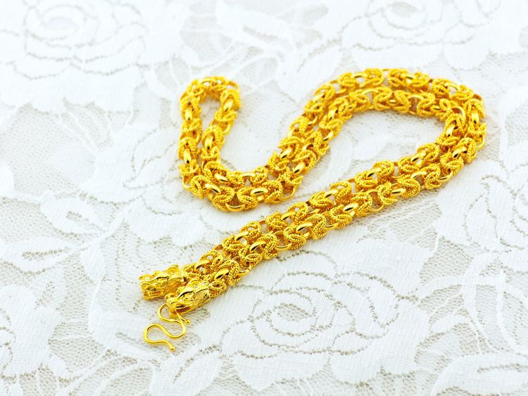 厂家批发镀24k真金龙头粗款淘宝热卖麻花链镀金男士项链黄金.