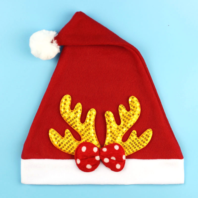 圣诞帽圣诞鹿角帽成人毛绒挂件老人帽子圣诞节派对礼物装饰品批发