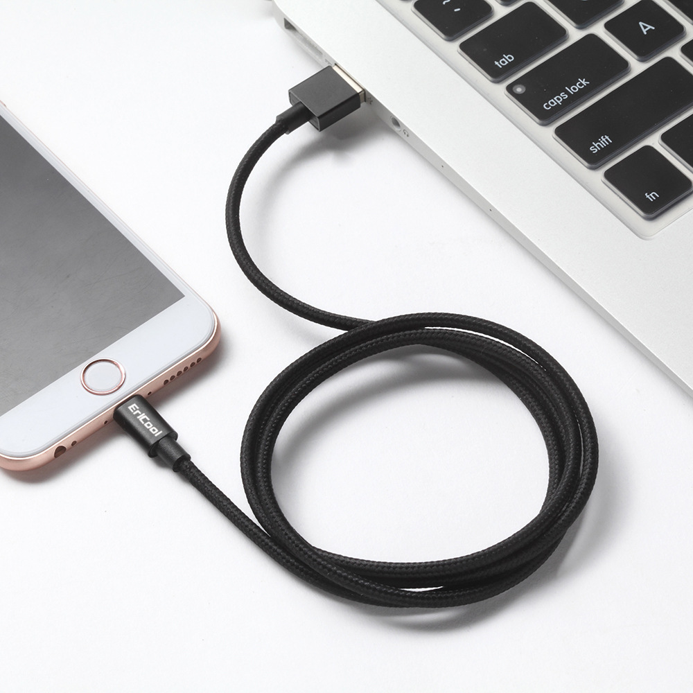 编织尼龙数据线 适用苹果6 5s 6s plus 黑色编织.