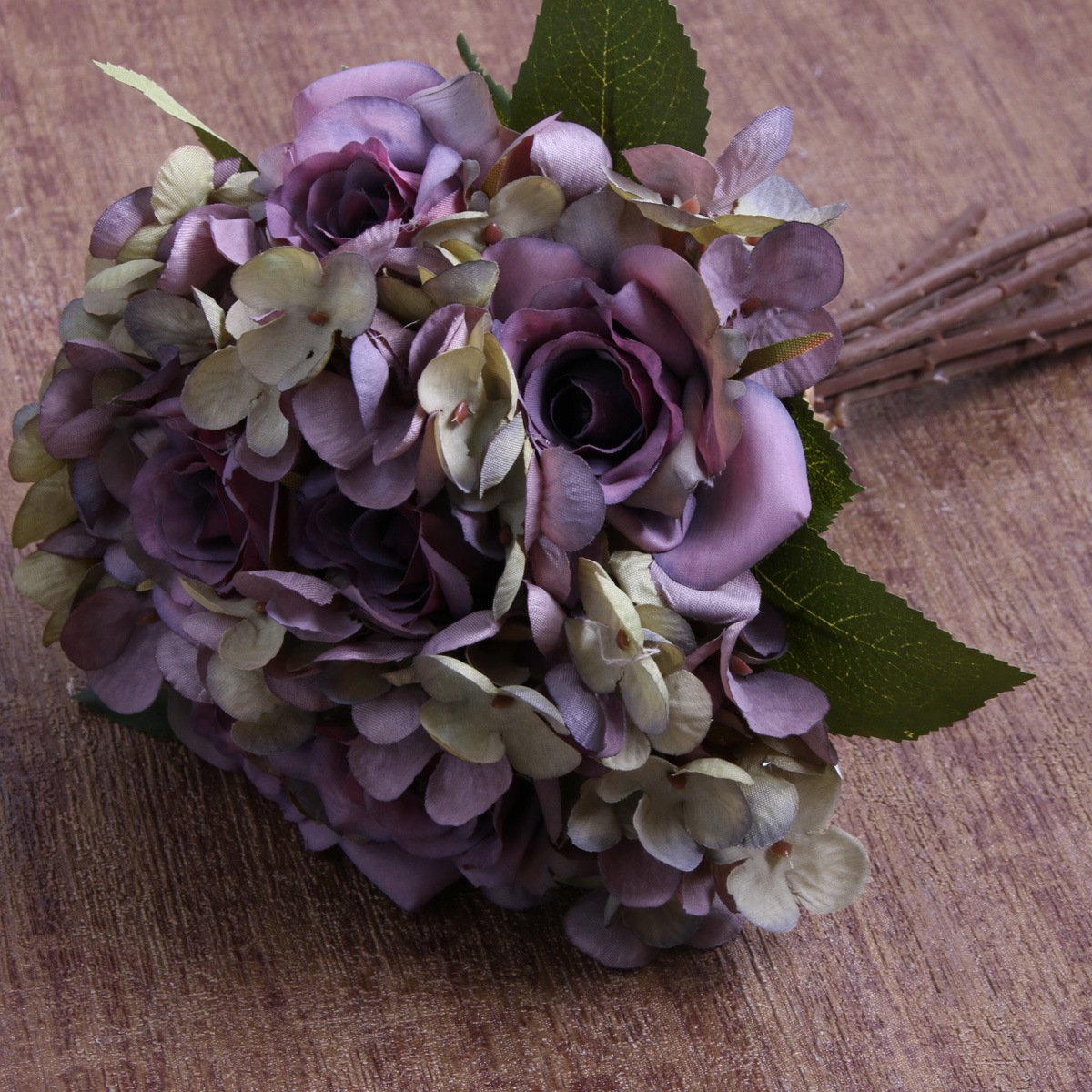 玫瑰绣球把束花 婚庆绣球花 高档仿真假花