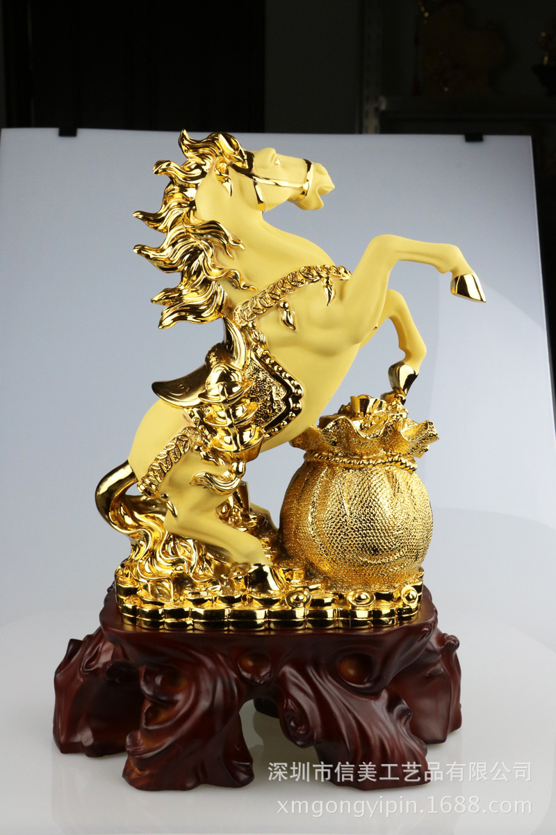 雅信工艺大号金色马摆件马上发财客厅办公室开业乔迁送礼工厂批发