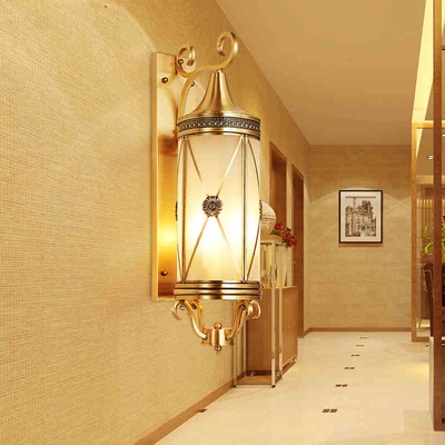 欧式全铜创意阳台过道走廊楼梯墙壁灯美式别墅室外庭院装饰大壁灯