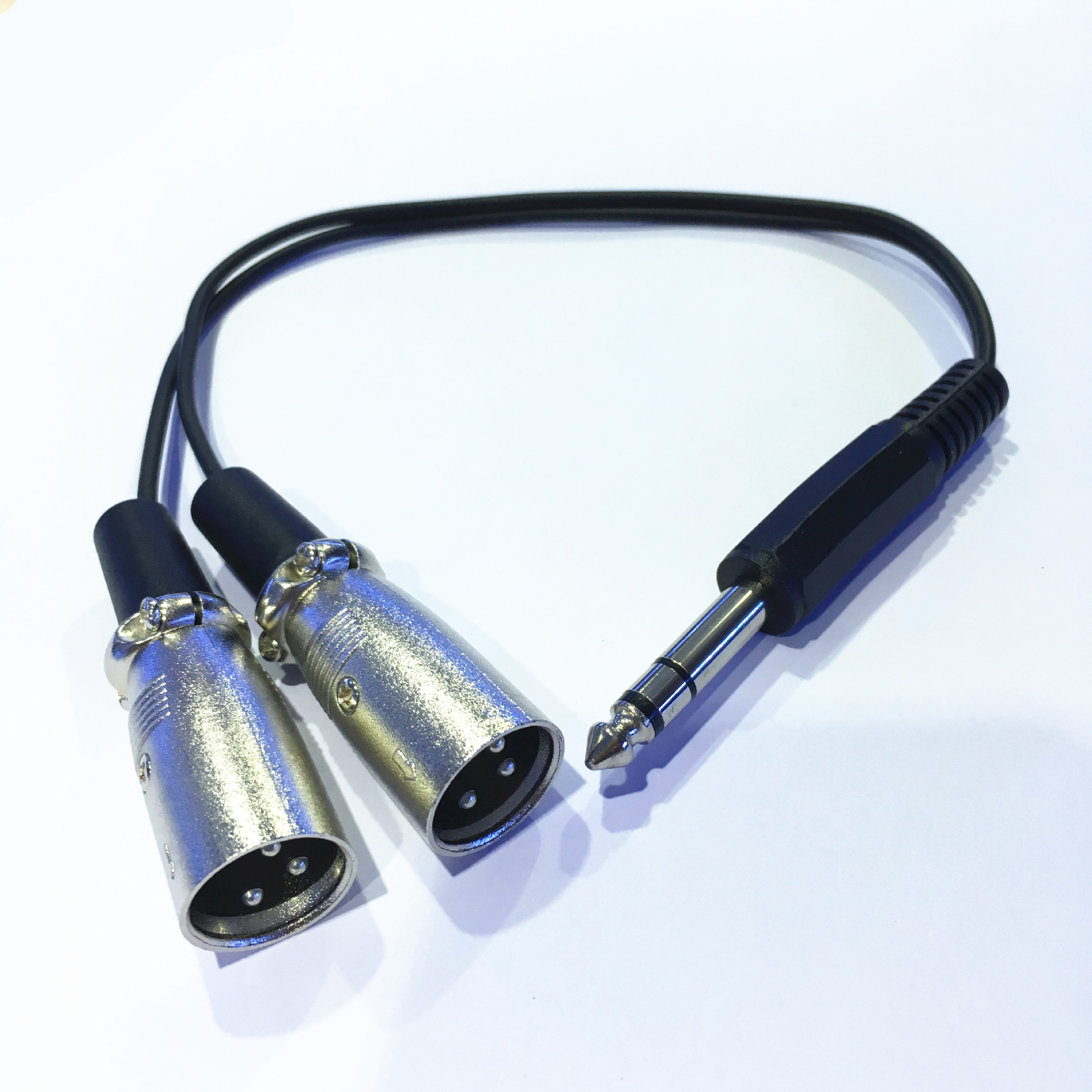 35mm转双卡农公trs一分二音频线大三芯声卡连2xlr功放0.3米