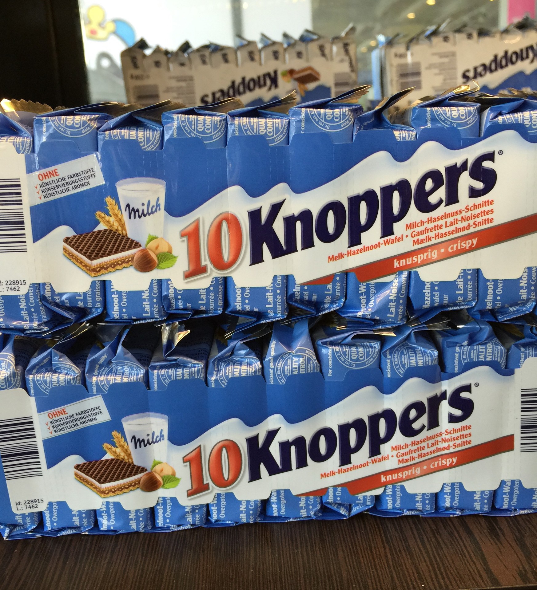 德国原装进口knoppers牛奶榛子巧克力威化饼干10包