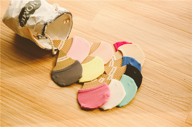 新品 超薄魔术袜 天鹅绒 糖果色冰淇淋硅胶防脱女士隐形船袜 批发