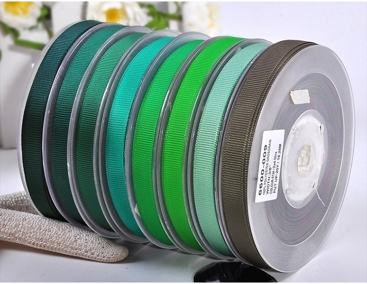 厦门姚明织带 批发纯色涤纶罗纹丝带6mm 发饰配件 绿色系564-593