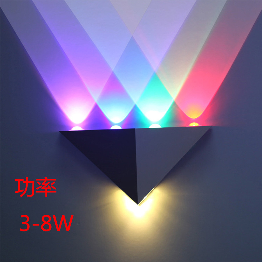 新款创意led壁灯ktv酒吧过道灯小夜灯阳台玄光七彩色射灯3w4w5w8w