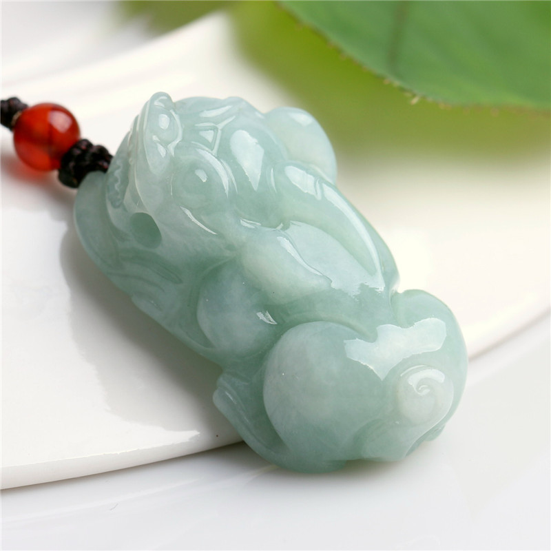 缅甸翡翠玉a货貔貅吊坠冰糯种男女款招财辟邪貔貅玉挂件送礼佳品