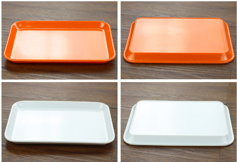 彩色仿瓷托盘长方形点心盘塑料托盘密胺餐具水杯托盘面包蛋糕盘子