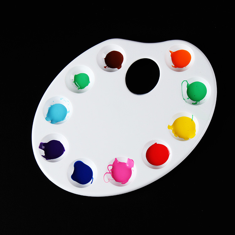 厂家供应pp调色盘颜料盘 优质环保椭圆调色盘 diy美术绘画用品