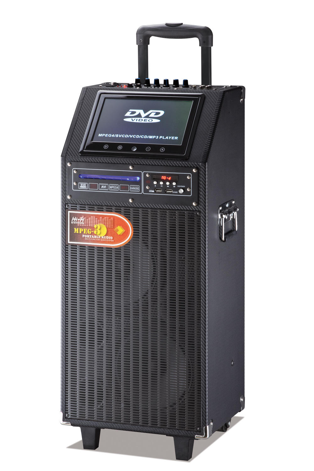 av-9b户外广场舞音响双8寸拉杆插卡电瓶dvd影碟机带屏移动音箱