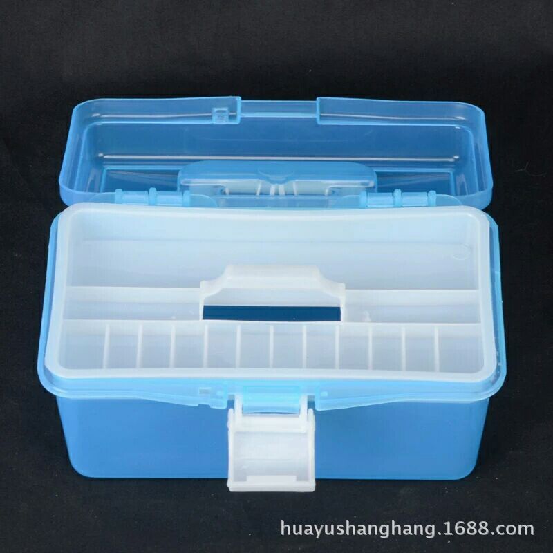 677 Double-Layer Toolbox Transparent Storage Box Transparent Plastic Toolbox Portable Nail Beauty Box Sketch Box