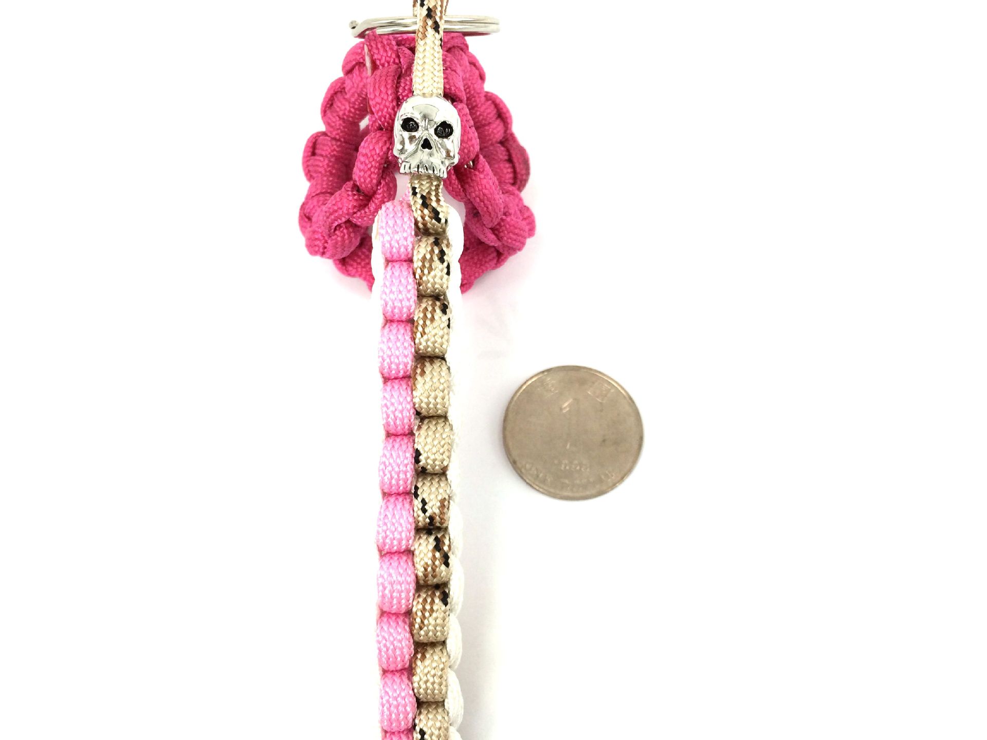 时尚七芯伞绳编织钥匙扣 野外求生钥匙链 个性骷颅头车钥匙挂件