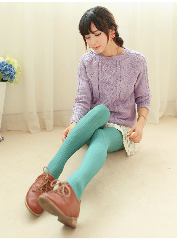 春秋夏季日系糖果色丝袜女士麻花天鹅绒连裤袜显瘦打底袜厂家批发