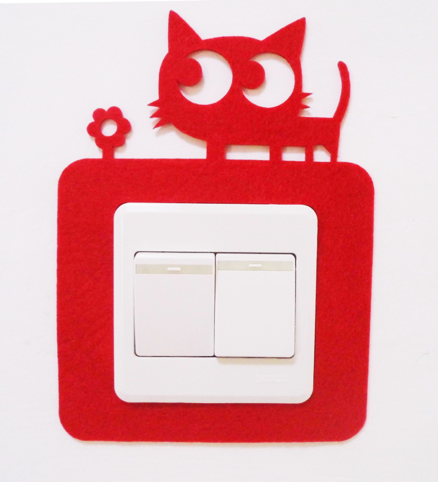 特价卡通猫电源开关套装饰定做猫咪布艺开关套定制装饰美化毛毡
