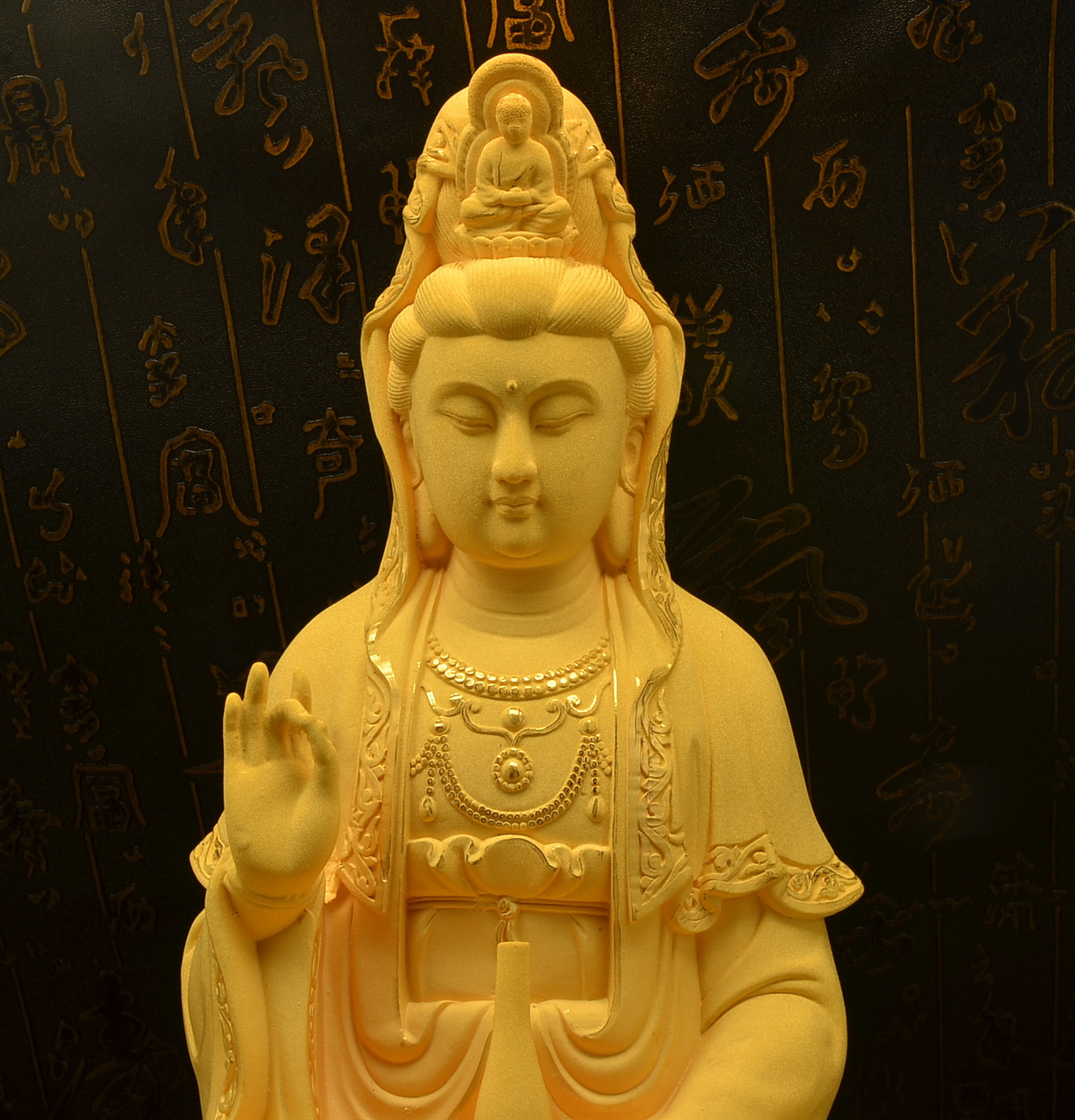 绒沙金观音菩萨镀金观音菩萨厂家直销镀金观世音菩萨开光摆件