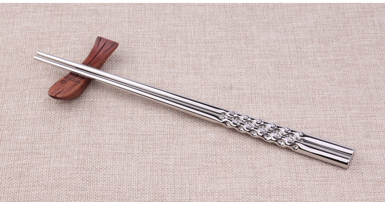 磨砂防滑 空心防烫方形筷子 韩国金属铁筷子防滑304不锈钢筷子