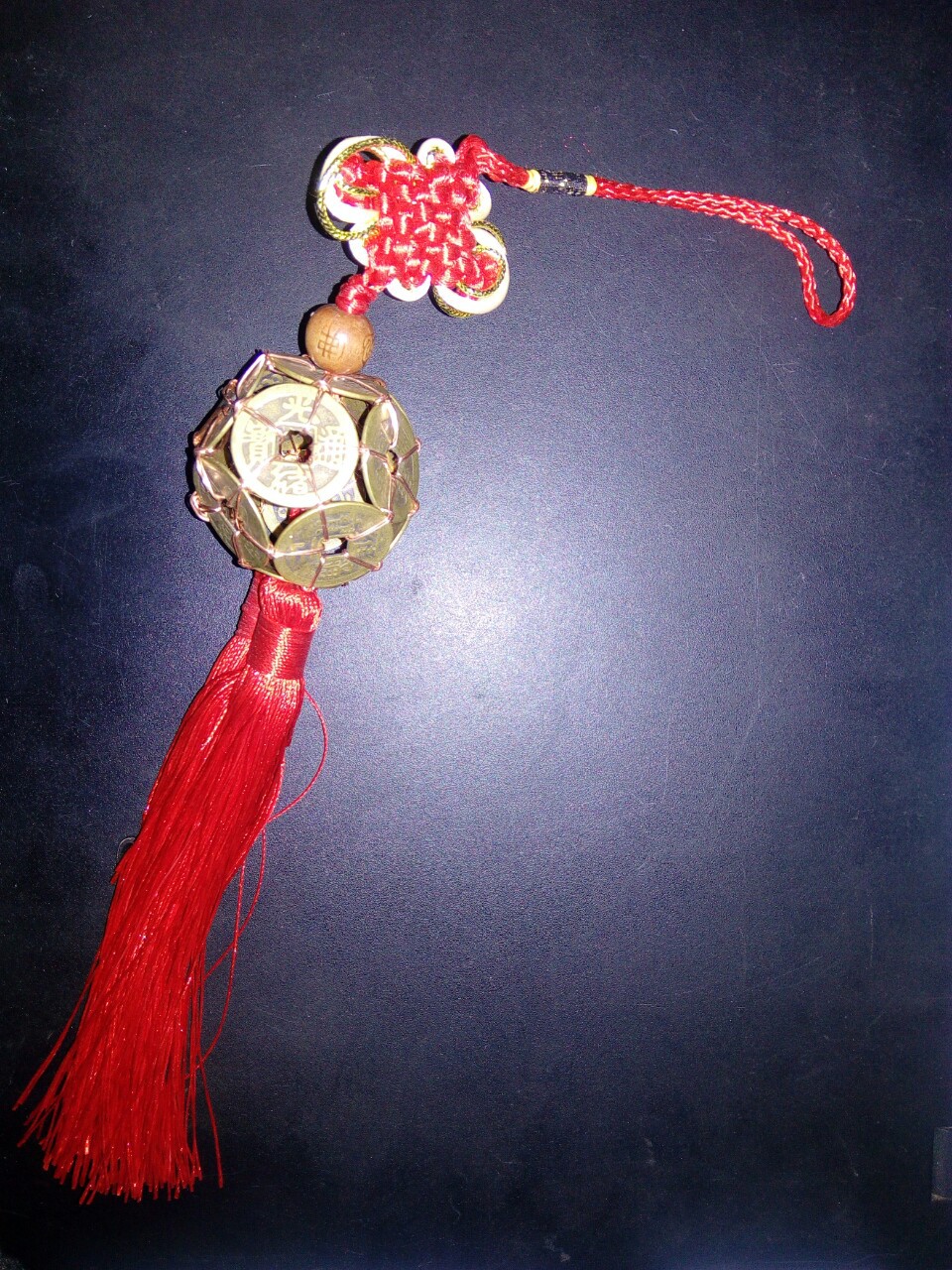 纯铜铜钱球带金线结铜丝编织12枚铜钱路路通铜钱球