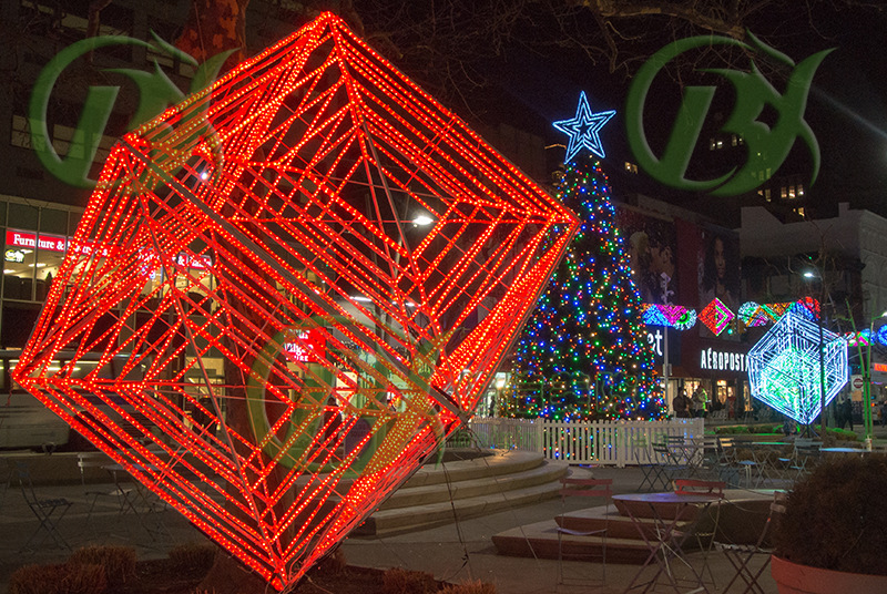 商场酒店户外广场灯光装饰 铁艺框架造型灯光布置 美陈厂家定制