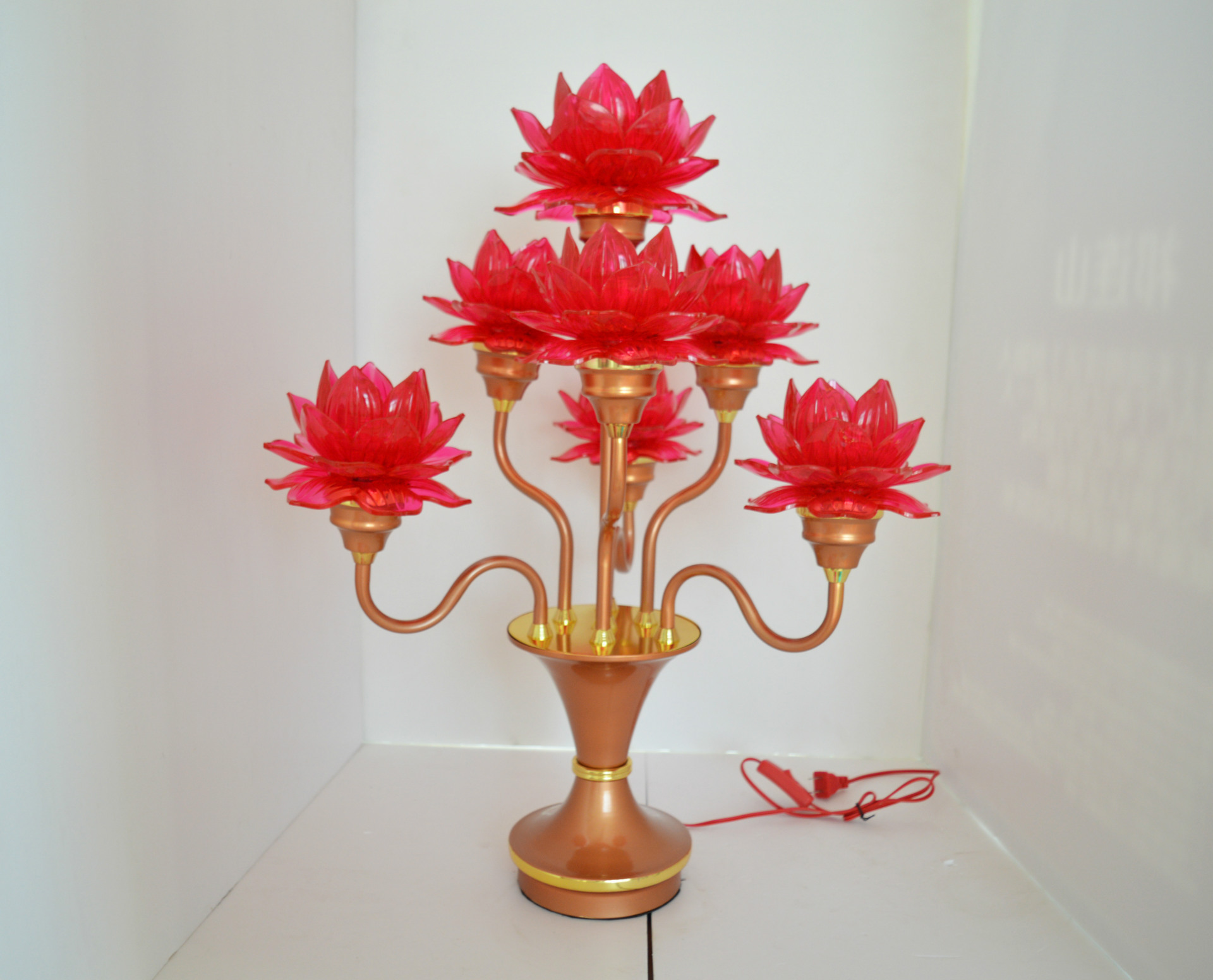 厂家直销 七星莲花灯 插电led 莲花灯 led供佛长明灯.