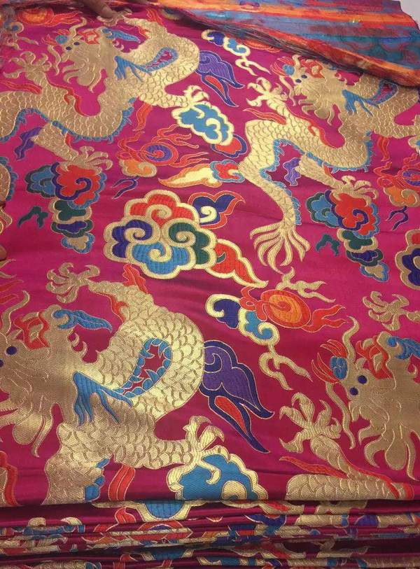 高档龙纹仿真丝云锦织锦缎服装面料唐装旗袍布料丝绸锦缎布