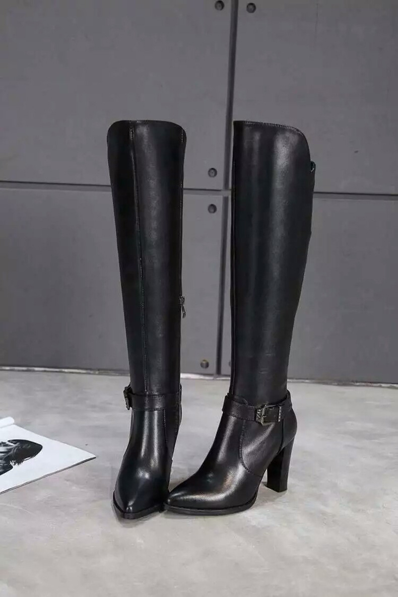 欧美百搭皮靴 纯色高跟过膝女式靴子 20